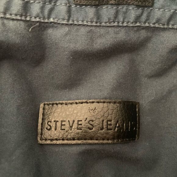 STEVE'S JEANS Mens' Blue Gray circles Button-down Stretch shirt Small- NEW - Picture 3 of 3